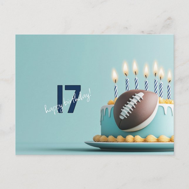Postal Torta de cumpleaños de fútbol americano (Anverso)