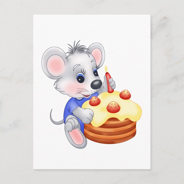 Postal torta de cumpleaños de mouse (Anverso)
