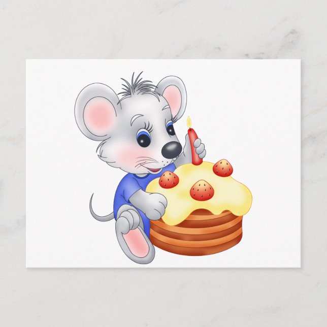 Postal torta de cumpleaños de mouse (Anverso)