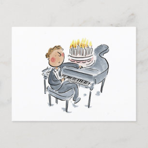 Postal Torta de cumpleaños de piano
