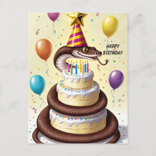 Postal Torta de cumpleaños de Snake Constriction