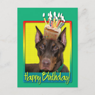 Postal Torta de cumpleaños - Doberman - Rojo - Rojo