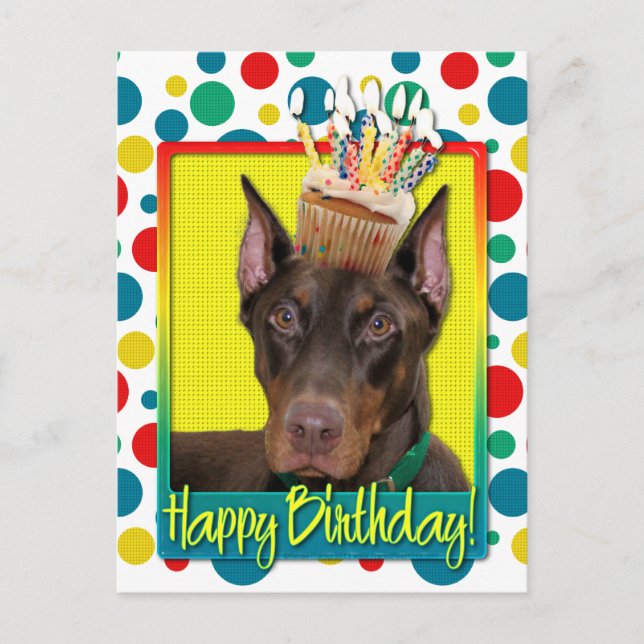 Postal Torta de cumpleaños - Doberman - Rojo - Rojo (Anverso)