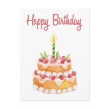 Torta de Cumpleaños Feliz | Fresa Acuarela