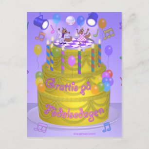 Postal Torta de "cumpleaños feliz" (sueco)