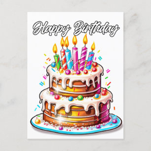 Postal Torta de Cumpleaños Fiesta