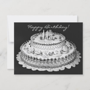Postal Torta de Cumpleaños Fotografía Vintage