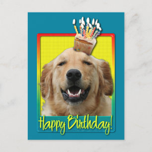 Postal Torta de cumpleaños - Golden Retriever - Mickey