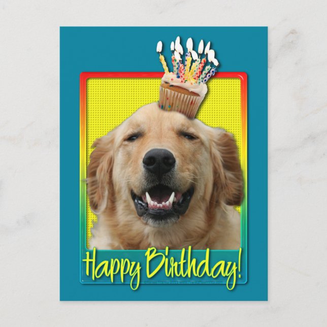 Postal Torta de cumpleaños - Golden Retriever - Mickey (Anverso)