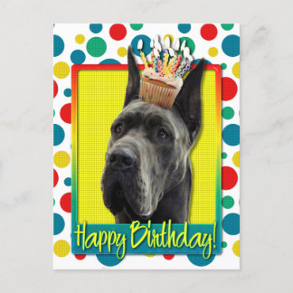 Postal Torta de cumpleaños - Gran danés - gris