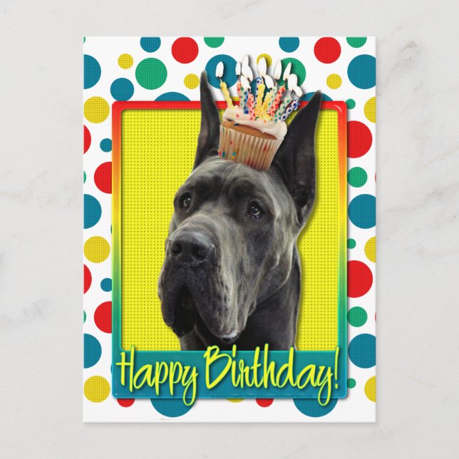 Postal Torta de cumpleaños - Gran danés - gris (Anverso)
