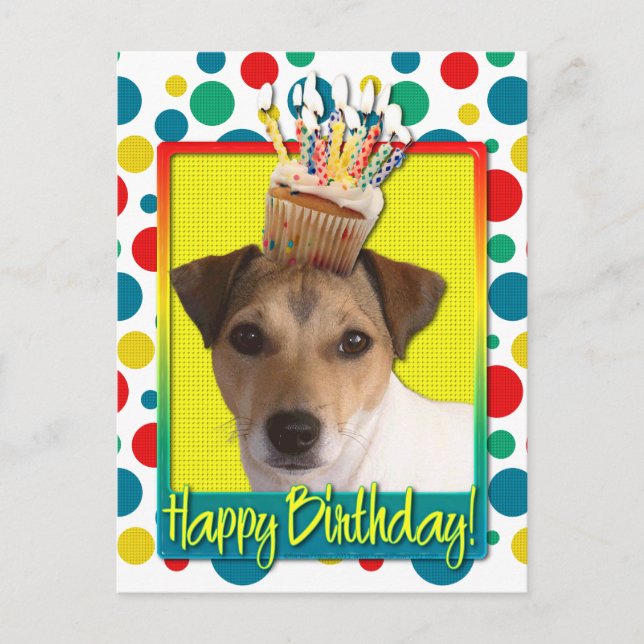 Postal Torta de cumpleaños - Jack Russell (Anverso)
