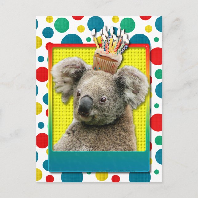 Postal Torta de cumpleaños - Koala (Anverso)