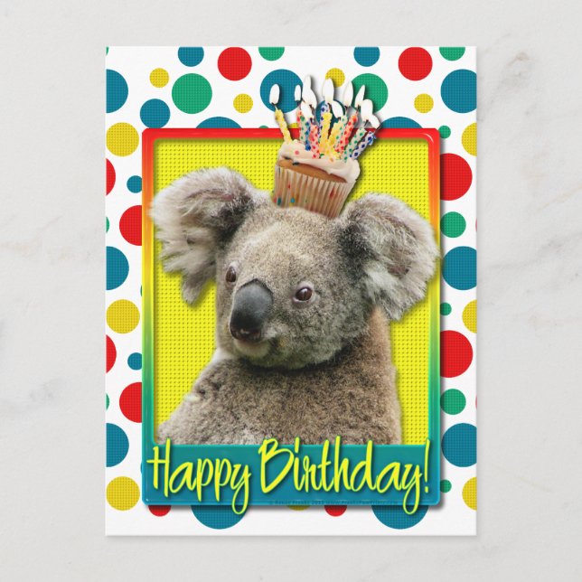 Postal Torta de cumpleaños - Koala (Anverso)