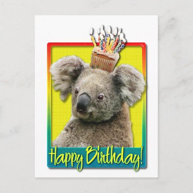 Postal Torta de cumpleaños - Koala (Anverso)