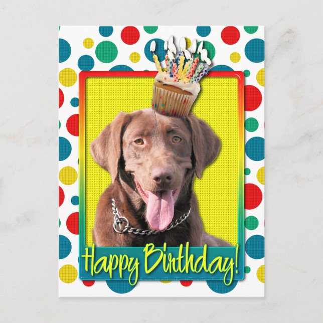 Postal Torta de cumpleaños - Labrador - Chocolate (Anverso)