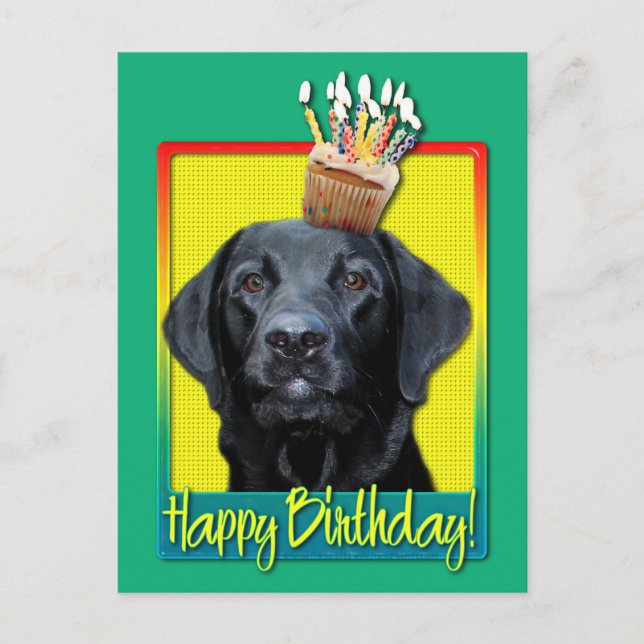 Postal Torta de cumpleaños - Labrador - Negro - Equipamie (Anverso)