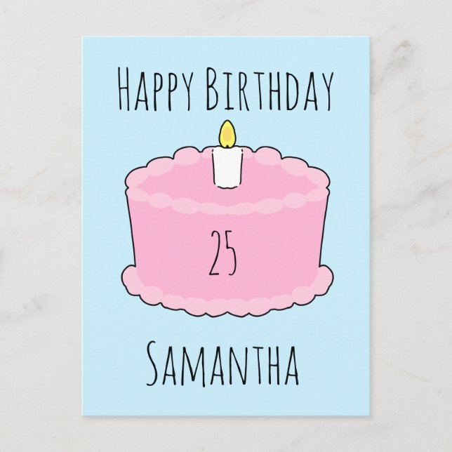 Postal Torta de cumpleaños rosa (Anverso)