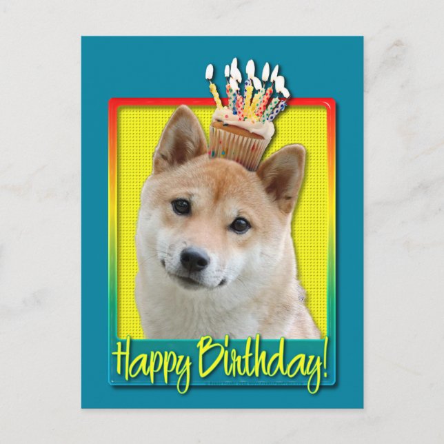 Postal Torta de cumpleaños - Shiba Inu (Anverso)