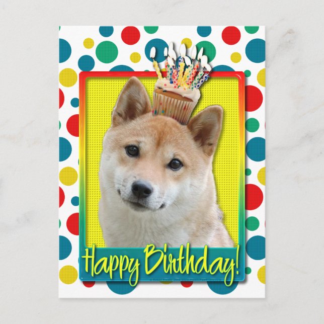 Postal Torta de cumpleaños - Shiba Inu (Anverso)