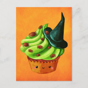 Postal Torta de Halloween llena de arañas diminutas