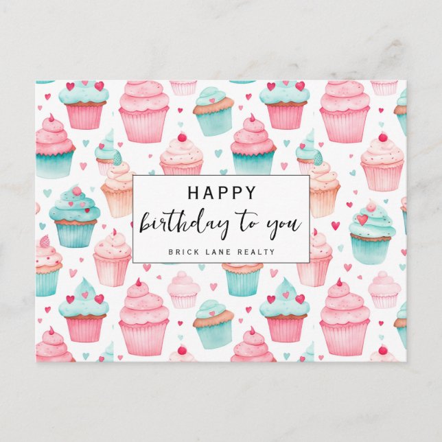 Postal Torta de negocios Feliz cumpleaños (Anverso)