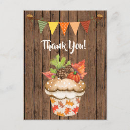 Postal Torta de otoño y caída de conejo gracias