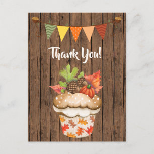 Postal Torta de otoño y caída de conejo gracias