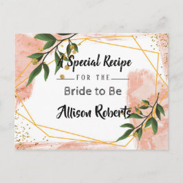 Postal Torta Nupcial Floral Verde Marfil Marco Dorado Mod