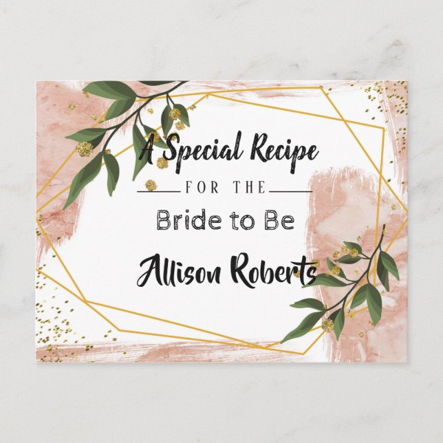 Postal Torta Nupcial Floral Verde Marfil Marco Dorado Mod (Anverso)