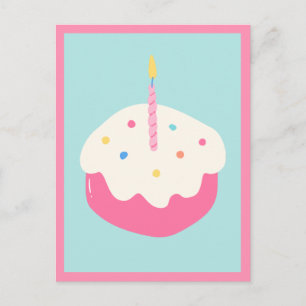 Postal Torta rosa azul