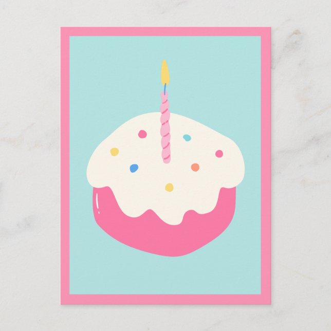 Postal Torta rosa azul (Anverso)