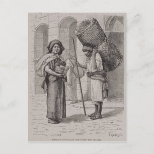 Postal Tortillera mexicana y vendedora de mantas de paja