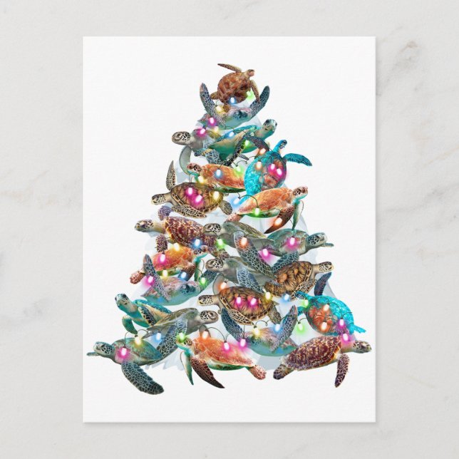 Postal Tortuga Árbol de Navidad Ornamento de Navidad Topp (Anverso)