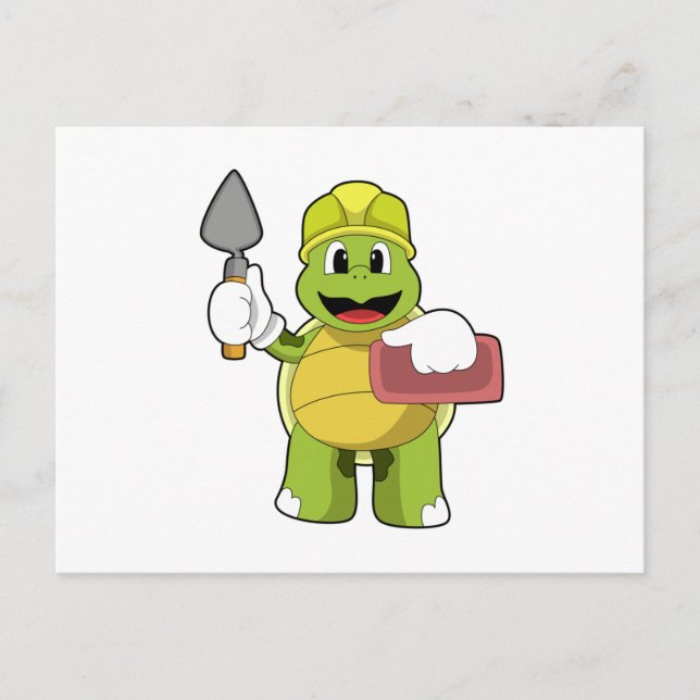 Postal Tortuga como albañil con piedra (Anverso)