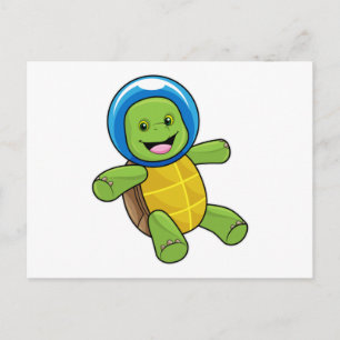 Postal Tortuga como astronauta con bola de vidrio