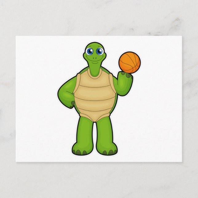 Postal Tortuga como jugador de baloncesto con baloncesto (Anverso)