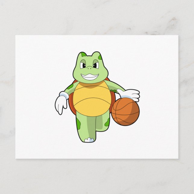 Postal Tortuga como jugador de baloncesto con baloncesto. (Anverso)