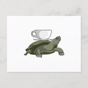 Postal Tortuga con taza de té