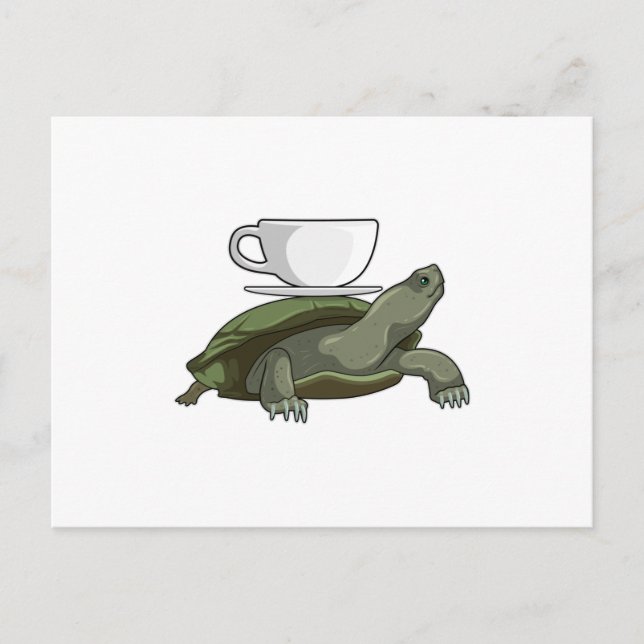 Postal Tortuga con taza de té (Anverso)