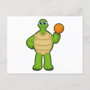 Postal Tortuga de baloncesto con baloncesto