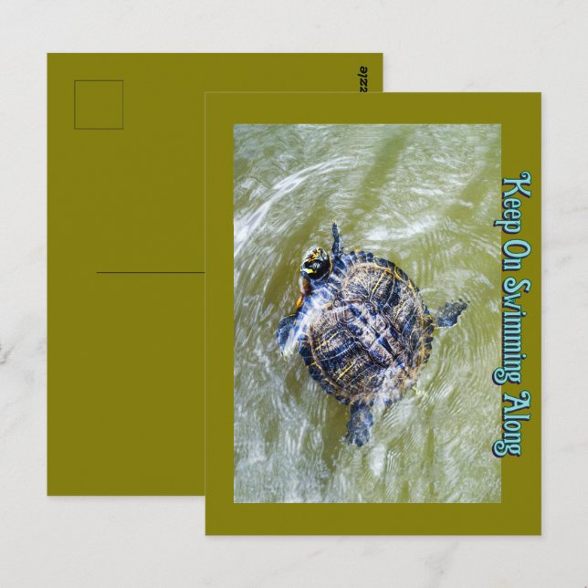Postal Tortuga de baño dice hola (Anverso / Reverso)