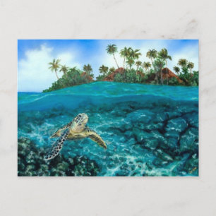 Postal Tortuga de la aldea de Kona