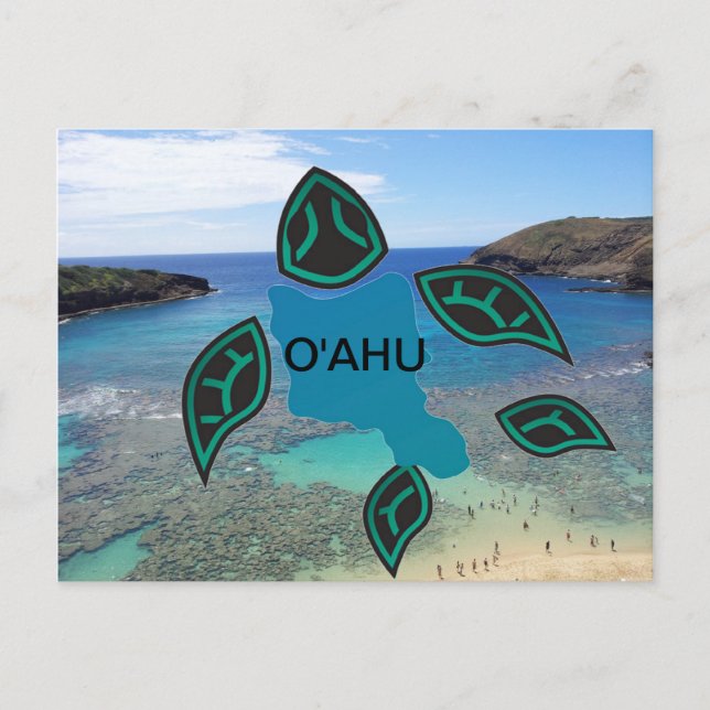 Postal Tortuga de la isla de Hawaii Oahu (Anverso)