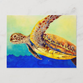 Postal tortuga de mar verde