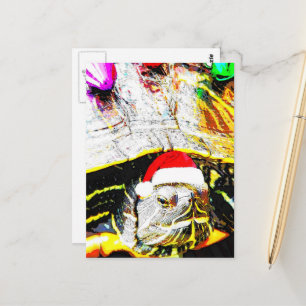 Postal Tortuga de Navidad dulce y linda