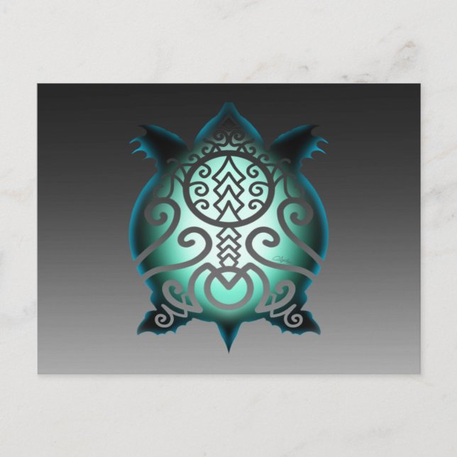 Postal Tortuga de paro de silueta brillante (Anverso)