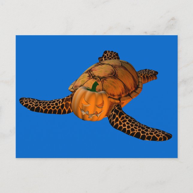 Postal Tortuga divertida de Halloween (Anverso)
