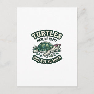 Postal Tortuga Divertida Me Hace Feliz Vintage
