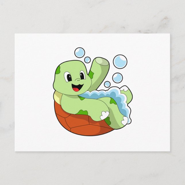 Postal Tortuga en el baño con espuma (Anverso)